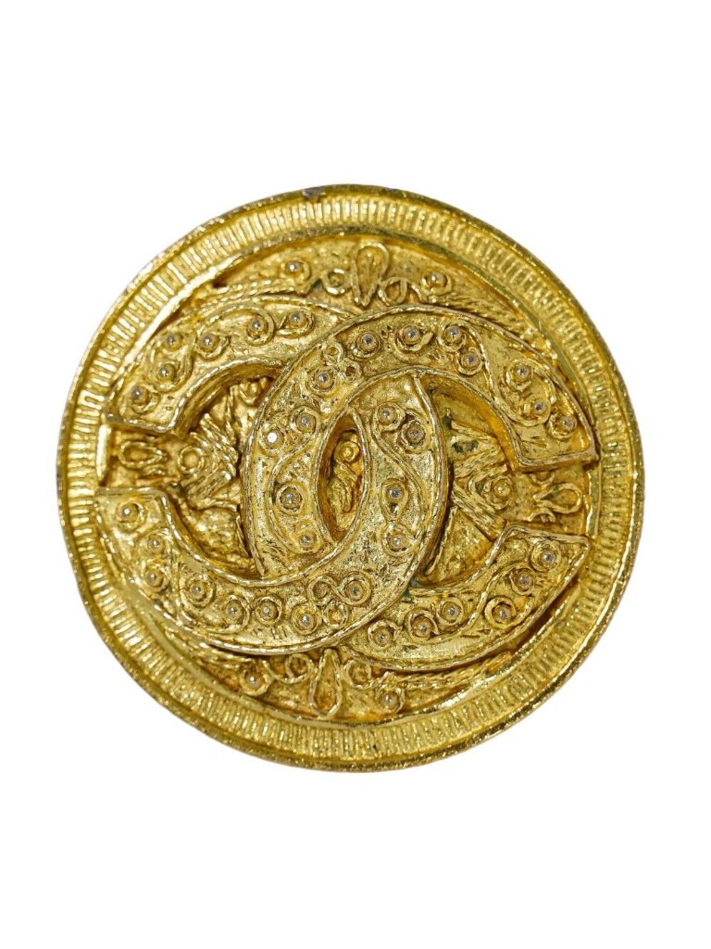 Chanel CC Logo Brooch Gold Plated